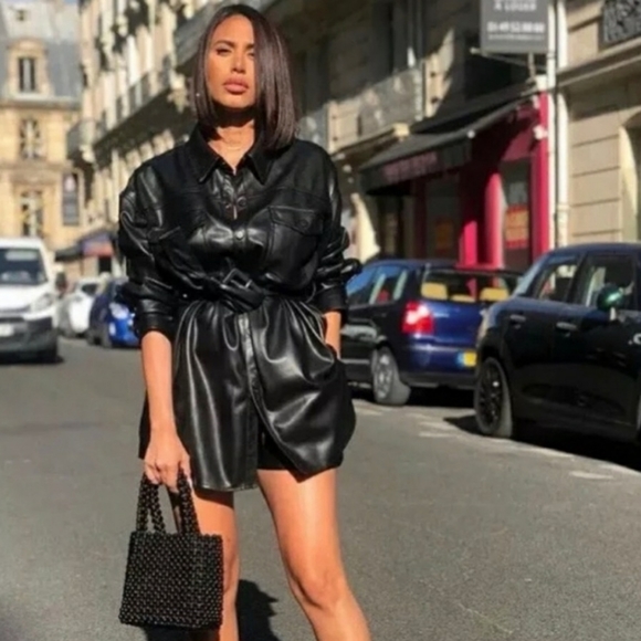 ZARA | Bloggers Fave Belted Faux Leather Shirt - Picture 8 of 15